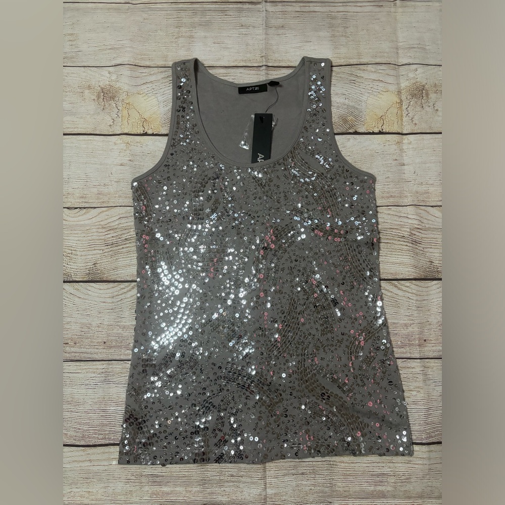 APT.9 Grey Sequenced Tank Top